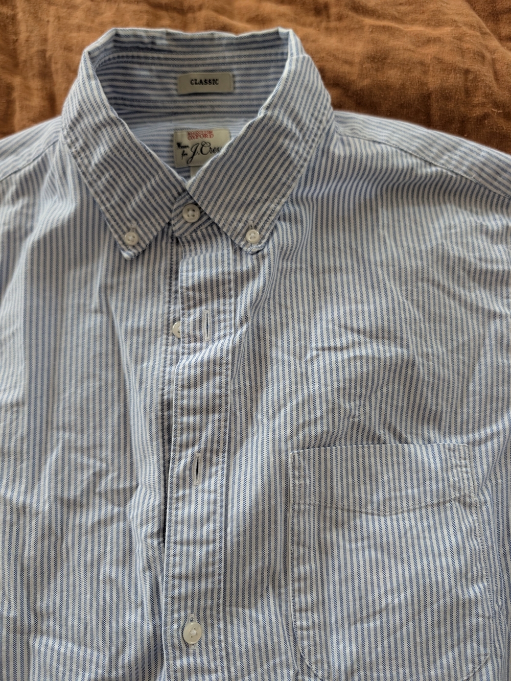J. Crew Light Blue and White Striped Button-Down Shirt